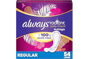 Radiant Daily Multistyle Liners Regular, Unscented, Up to 100% Odor-free, 54 CT