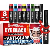 Jim&Gloria Water Resistant Eye Black, Anti-Glare Sports Face Paint Stick, EyeBlack for Softball, Baseball, Football Drip & Game Day Black Eye Makeup, Athletes Accessories Gift 8 Colors