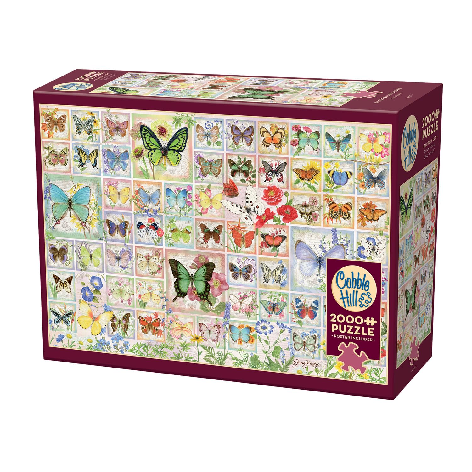 Cobble Hill 2000 Piece Puzzle - Butterflies and Blossoms - Sample Poster Included