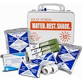Certified Safety Mfg Emergency Heat Stress Kit for Heat Exhaustion (16pc) | USA-made first aid kit with an emergency blanket, instant ice packs, medical adhesive tape, and hot weather essentials