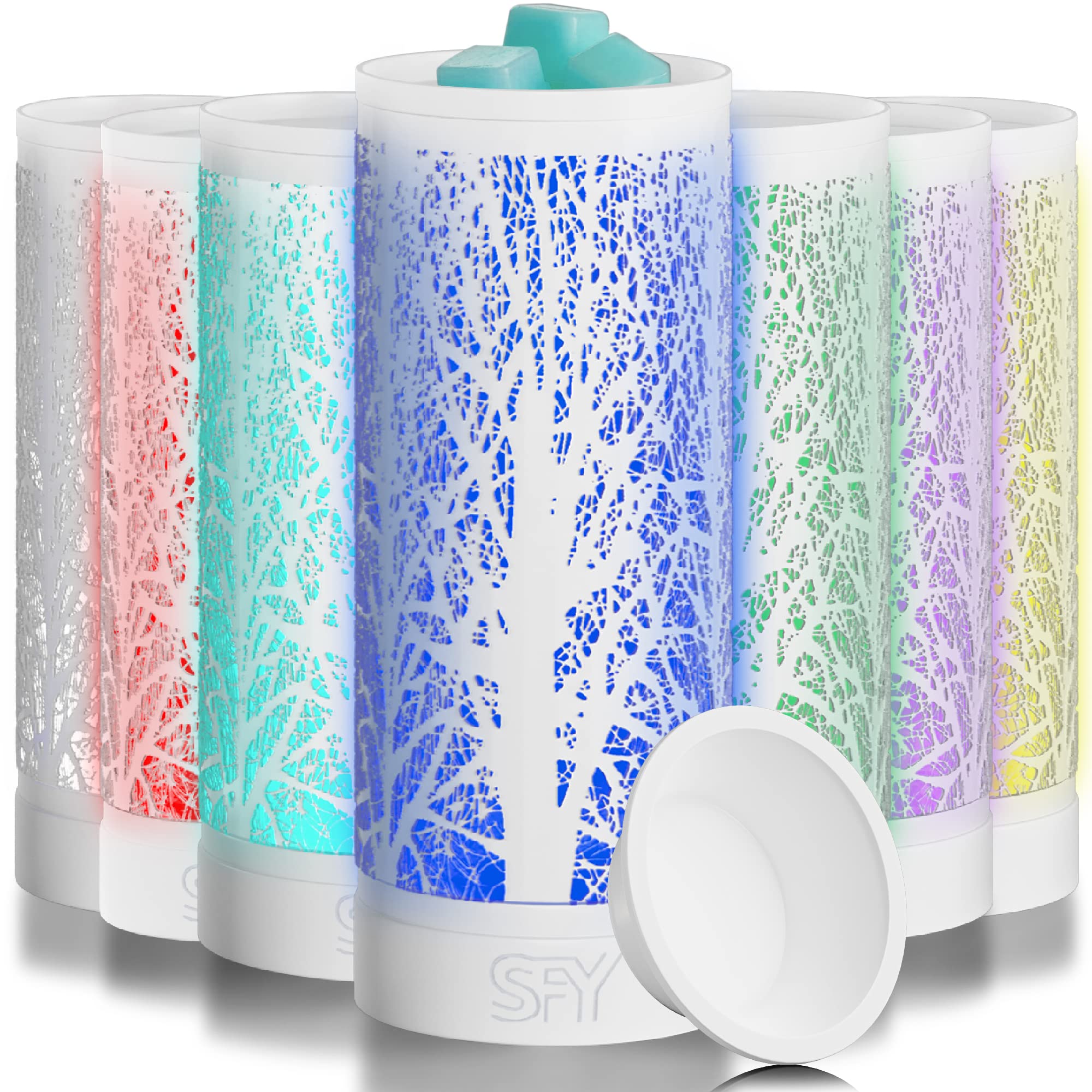 Serentify Colour Changing Electric Wax Melt Burners | Essential Oils Burner | LED Light/Lamp and Wax Warmer | Easy Clean Silicone Dish | 26.5cm (White)