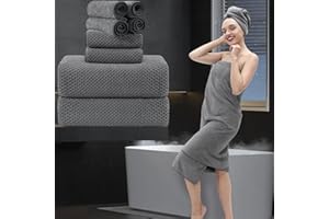 MAGGEA 8 Piece Bathroom Towel Set Dark Gray |2 Oversized Large Bath Towels Sheet,2 Hand Towels and 4 Washcloths| 600GSM Ultra Soft Luxury Premium Towel Set Highly Absorbent Quick Dry Hotel Towel Collection