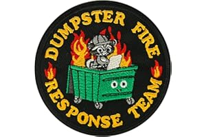 XMJY Dumpster Fire Response Team Patch, Funny Hook and Loop Patches, Full Embroidery Animals Appliques for Backpacks, Trucker Hats, Dog Harnesses, Vests, Jackets