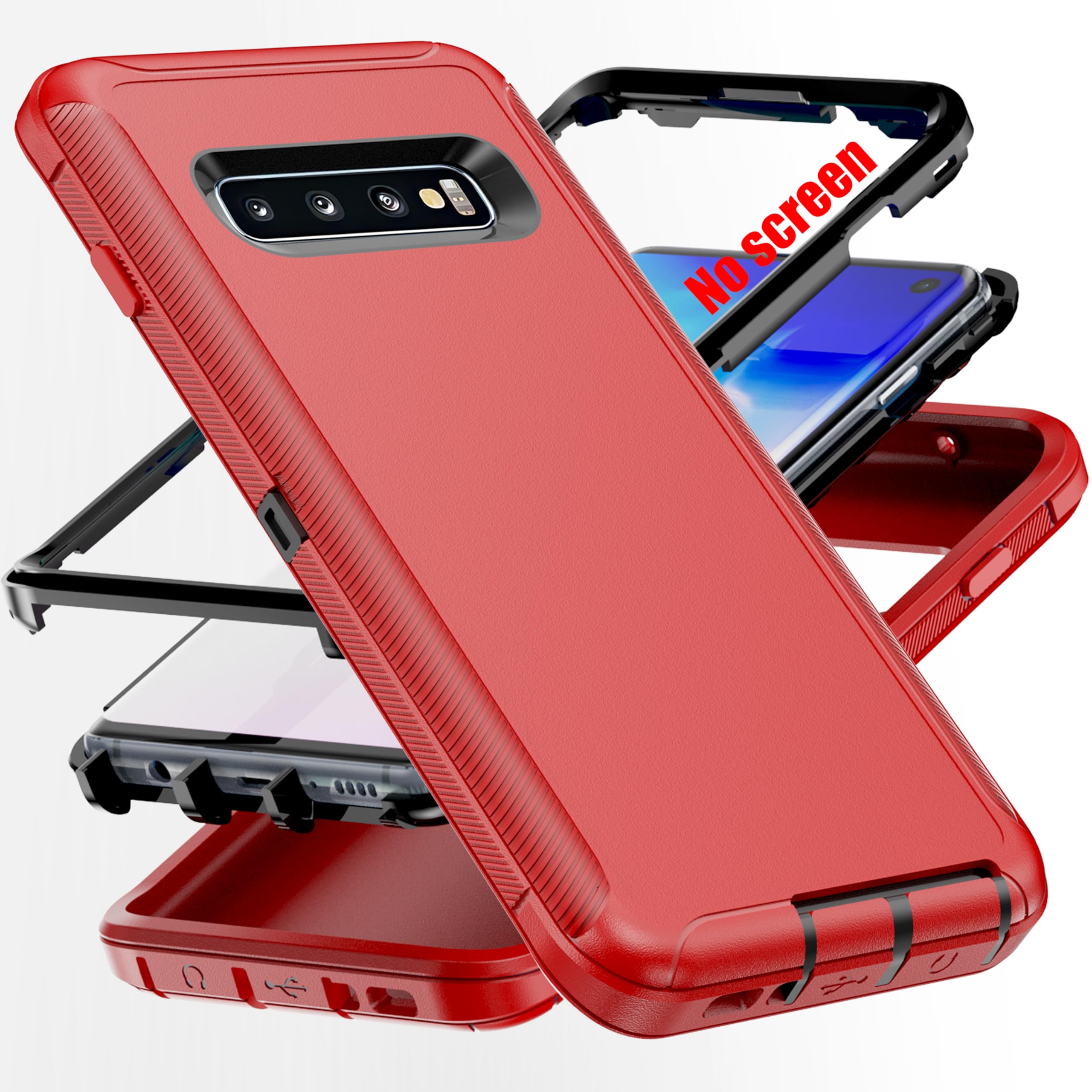 AYMECL for S10 Case,Galaxy S10 Case,[Military Grade] 3 in 1 Full Body Shockproof Dust/Drop Proof Heavy Duty Protection Cover,for Samsung Galaxy S10 6.1 Inch,Black+Red