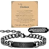 DONYUDE Grandson Gifts Bracelets for Him Men Stainless Steel Cross Bracelet for Men Adjustable Cuban Link Chain Bible Verse Faith Bracelet with Cross Birthday Gifts Jewelry