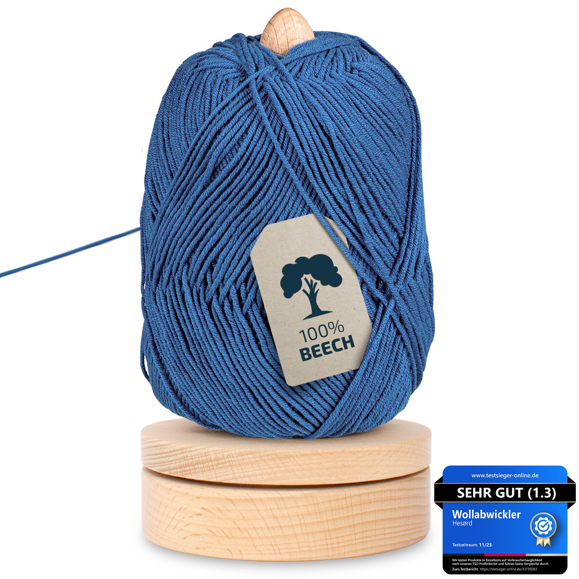 Hesørd Wooden Wool Winder, Yarn Ball Spinner with Ball Bearings for Knot-Free Knitting and Crocheting, 24 cm Revolving Wool Ball Holder