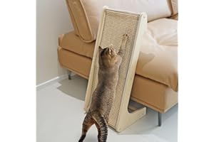 ABERATAIL Cat Scratcher, Cat Scratching Post, L-Shape Cat Scratching Pad, 27 Inch Sisal Cat Scratching Ramp, Protecting Furniture Cat Scratch Pads for Indoor Cats, Catnip, Large