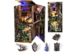 CCCDF Book Nook Kit, Booknook Kit with Dust Cover for Adult DIY Miniature House Kit 3D Wooden Puzzle Decorative Bookend Bookshelf Decor Gift for Women Teens (Alice Down The Rabbit Hole)