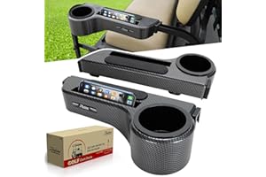Roykaw Golf Cart Armrest with Cup Holder/Rear Seat Arm Rests Fit for EZGO/Club Car/Yamaha & Most Golf Cart, Upgrade 3rd Gen - with Phone Holder, No Drilling Required, Fit 1.0"/1-1/4" Square Tube Frame