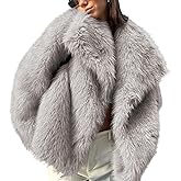 Ainangua Womens Faux Fur Coat Shaggy Oversized Lapel Button Fuzzy Ladies Jackets Warm Winter Outfits