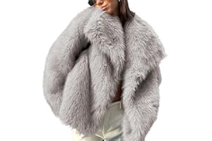Ainangua Womens Faux Fur Coat Shaggy Oversized Lapel Button Fuzzy Ladies Jackets Warm Winter Outfits