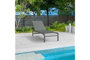 Kozyard Chaise Lounge Outdoor, Aluminum Outdoor Chaise Lounge Set of 1, Flat Chaise Lounge Chair for Pools, Patio and Outdoor Lounging - Comfortable Patio Chair and Poolside Lounger (1 Pack, Gray)