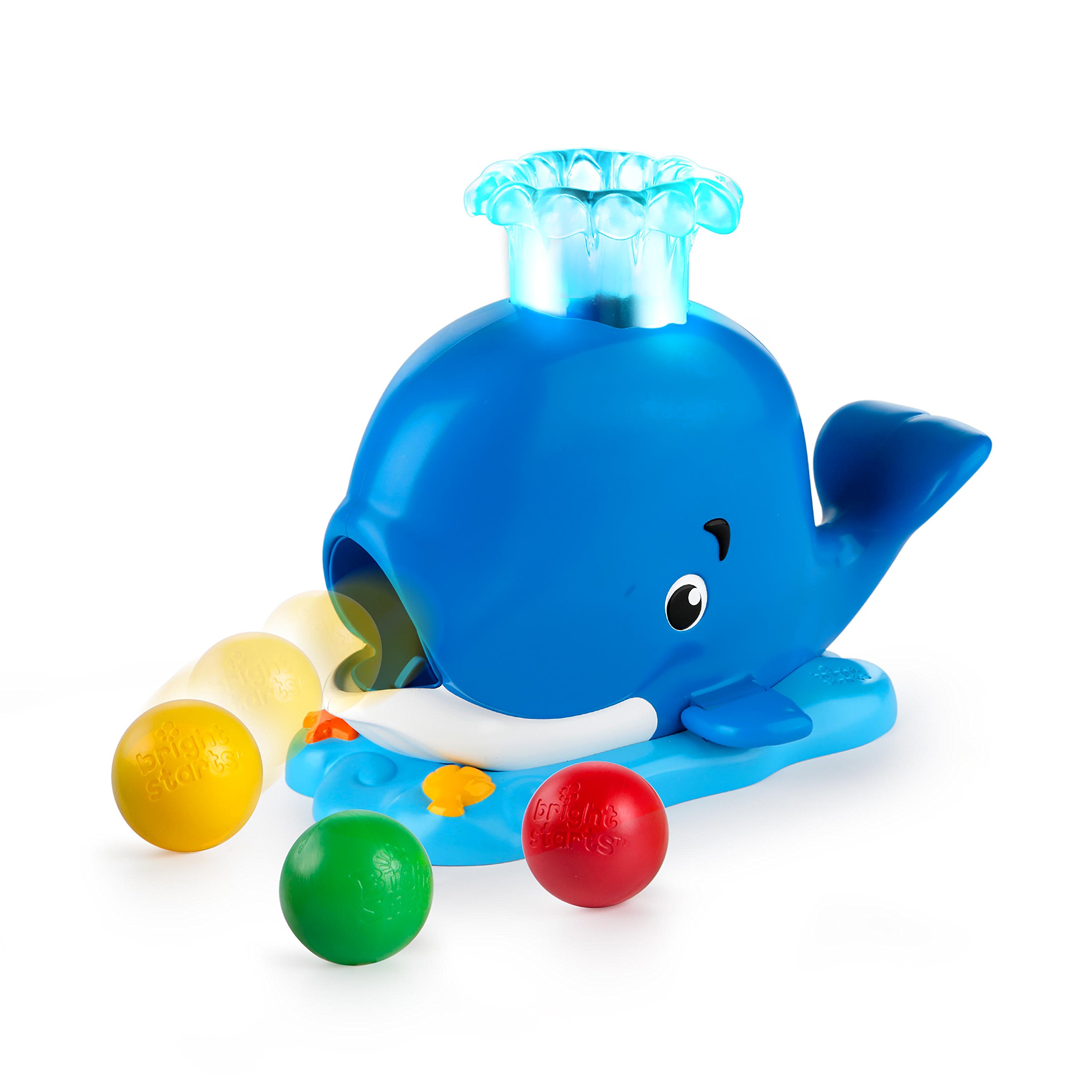 Bright Starts Silly Spout Whale Ball Popper Musical Activity Toy with Light & Sounds, 3 Balls, Early Development, Toddler Ages 6-12 months