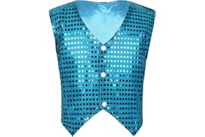 Mufeng Kids Boys Girls Glittery Sequined Vest Waistcoat for Choir Jazz Dance Stage Performance