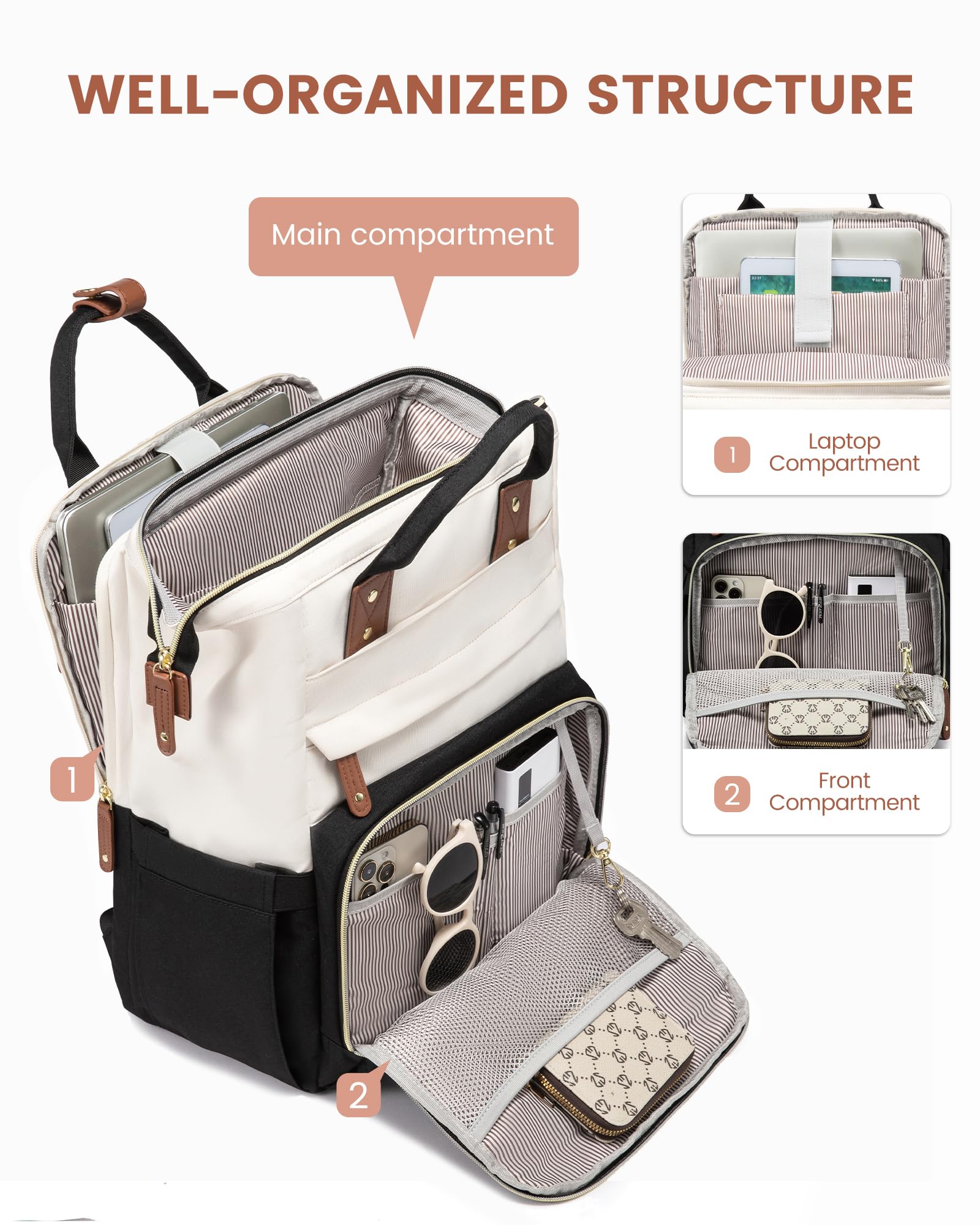 LOVEVOOK Laptop Backpack for Women, 15.6'' Waterproof Nurse Bag Teacher Work Backpack Purse for Women, Travel Computer Backpack for College Office Business Ladies