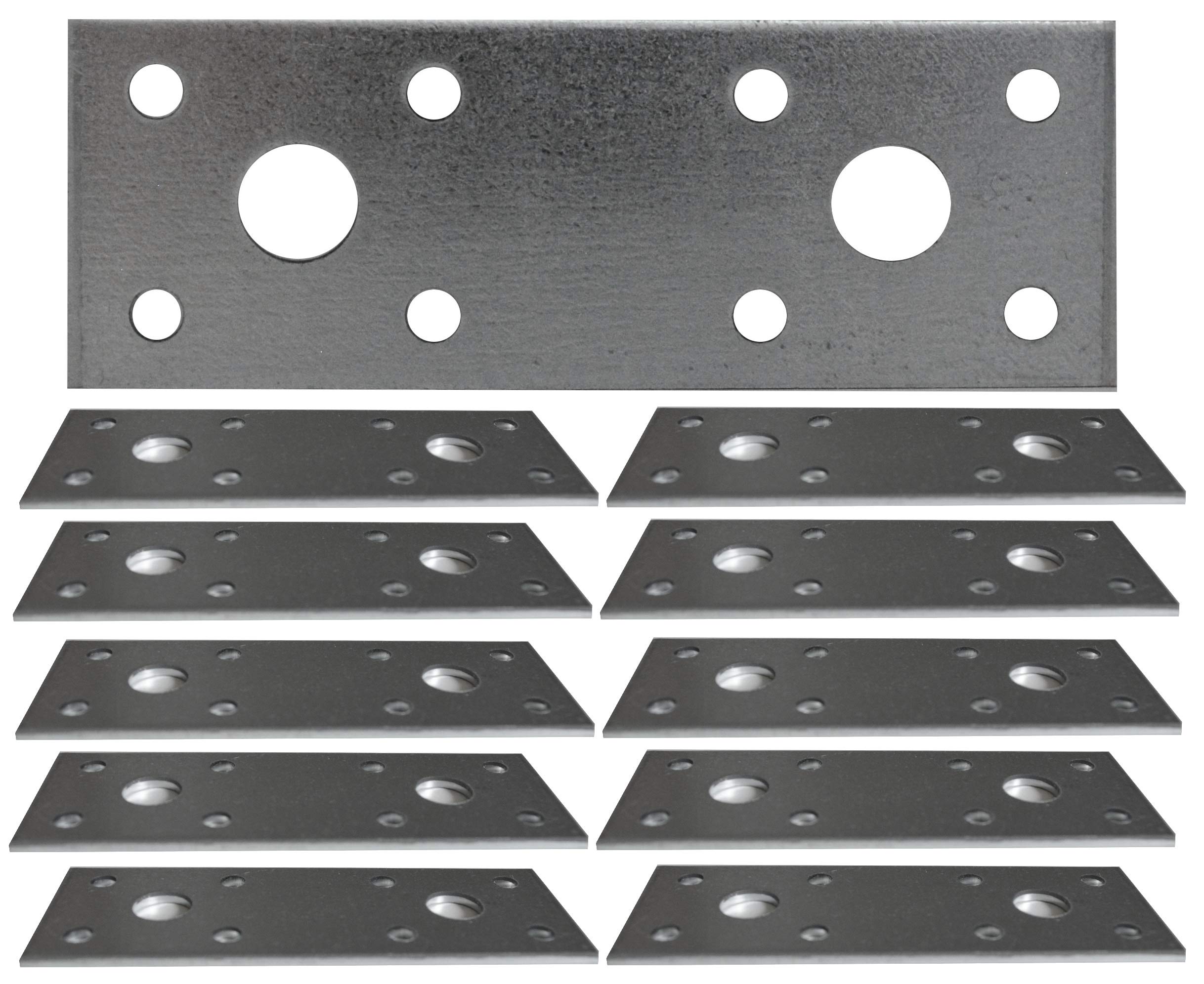 Hinge Repair Flat Connecting Joining Plate Galvanised Heavy Duty Metal Steel Sheet Structural Connectors 3.94"x1.38"x0.1" (100 x 35 x 2.5mm) Pack of 10pcs