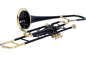 UNIQ Bb Valve Bass Trombone for Students, Beginners With Free Hard Case and Mouthpiece, Brass Made Instrument (Black)