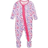 RuffleButts SoftSnooze™ Viscose from Bamboo Baby Girls Ruffle One Piece Footie Pajamas
