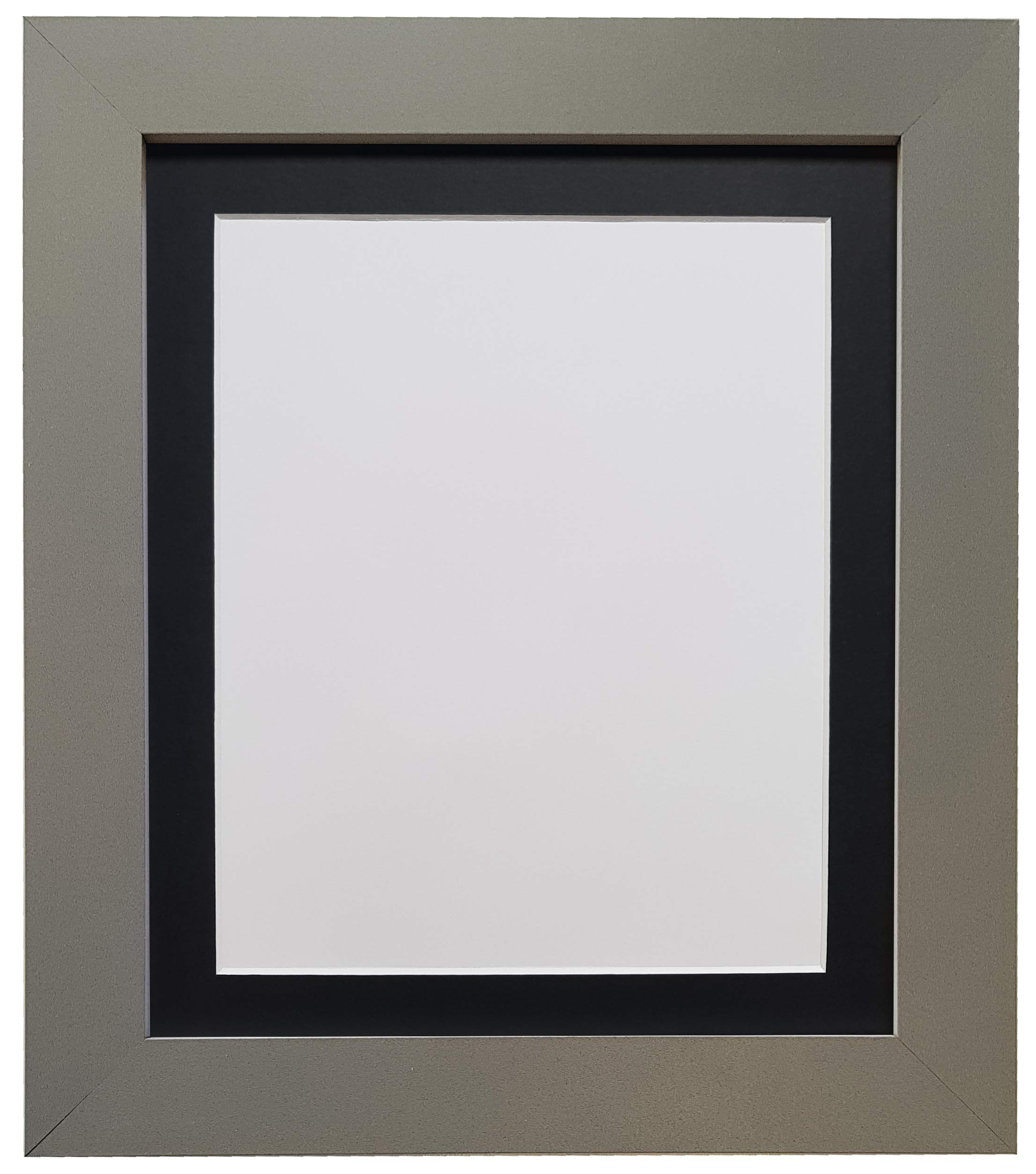 Metro Dark Grey Photo Picture Poster Frame with Black Mount 20 x 16 Image Size 40 x 30cm (Plastic Glass)