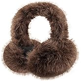 YATANAM Women Winter Earmuffs Foldable Fluffy Ear Muffs Furry Faux Fur Ear Warmer Soft Fit Plush Ear Cover for Cold