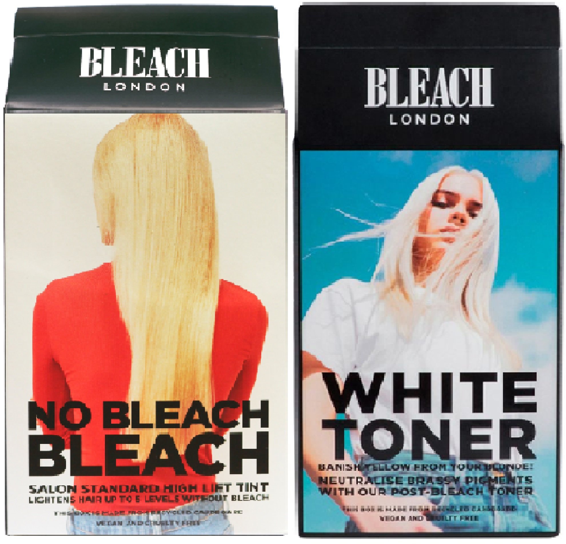 (2 PACK) Bleach London NO BLEACH Bleach Kit LIGHTENS HAIR upto 5 LEVELS NO BLEACH & Bleach London White Toner Kit