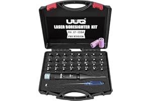 UUQ Professional Laser Bore Sight Kit with Button Switch,Red/Green Laser with 32 Adapters for 0.17 to 12GA Calibers,Suitable for Pistol Rifle Airsoft & Shotgun,Powerful Hunting Equipment