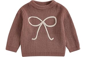 Aiwpstoin Baby Girl Knit Sweater Cute Bow Chunky Knitted Pullover Sweatshirt Toddler Girls Fall Winter Clothes