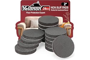 Yelanon Non Slip Furniture Pads -24 pcs 2" Furniture Grippers Hardwood Floors, Non Skid for Furniture Legs,Self Adhesive Rubber Feet, Anti Slide Furniture Floors Protectors for Keep Couch Stoppers