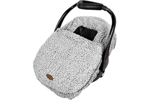 JJ Cole Winter Baby Car Seat Cover - Winter Car Seat Cover for Baby Seat or Stroller - Infant Car Seat Covers with Warm Sherpa Lining - Cuddly Gray