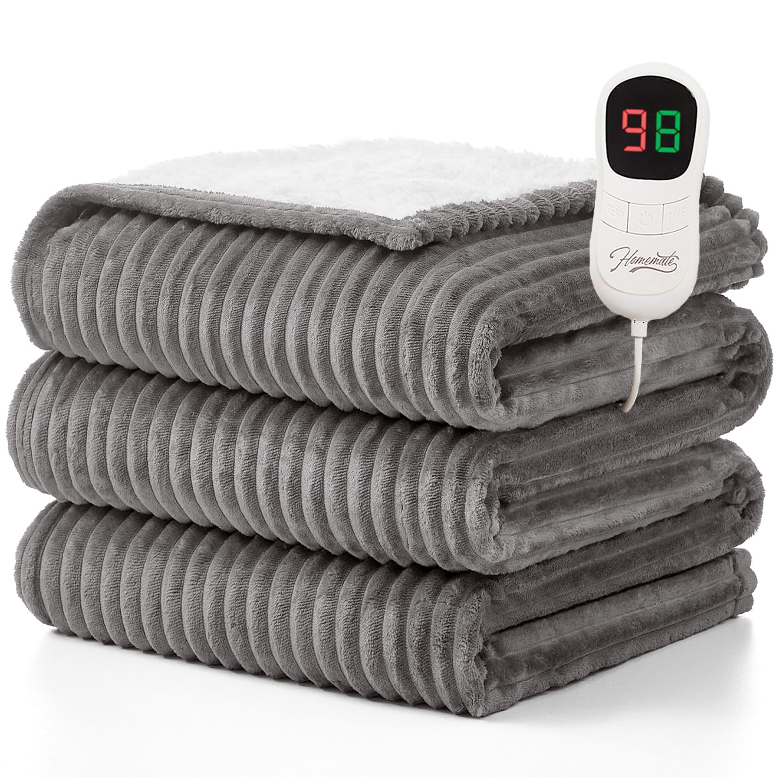 Photo 1 of Homemate Heated Blanket Electric Throw - 50"x60" Heating Blanket Throw 1/2/4/6/8 Hours Auto-Off 10 Heat Levels Over-Heat Protection Soft Flannel Sherpa Heater ETL Certification