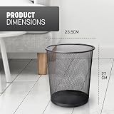 KEPLIN Round Trash Can Bin 1 Pack Charcoal Black Non-slip Mesh Bin view 2