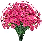 TYISWY 21 Bundles Outdoor Artificial Flowers UV Resistant Fake Silk Flowers No Fade Faux Plastic Plants Garden Porch Window Box Decoration(Rose Red)