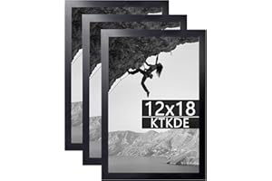 KTKDE 12x18 Picture Frame Black Wooden 3 Pack,Poster Frame with Polished Plexiglass, Studio Gallery Wall Hanging Posters & Best gift