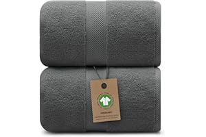 Alusa Home 100% Organic Luxury Bath Sheets - GOTS Certified - Extra Large 35x70 Inches (Pack of 2) Zero-Twist, Long-Staple Cotton Bath Sheet Set (Granite Grey)