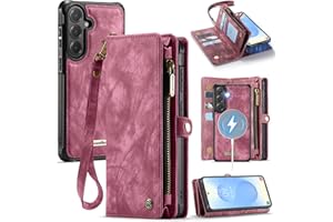 Kowauri Wallet Case for Samsung Galaxy S26, Zipper Purse Folio Leather Wallet with Card Holder Wrist Strap Detachable Magneti