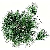 Heyigrow 30 Pcs Green Pine Needles Branches, Christmas New Year Mini Decoration Artificial Small Stems for Wreath Craft Tree