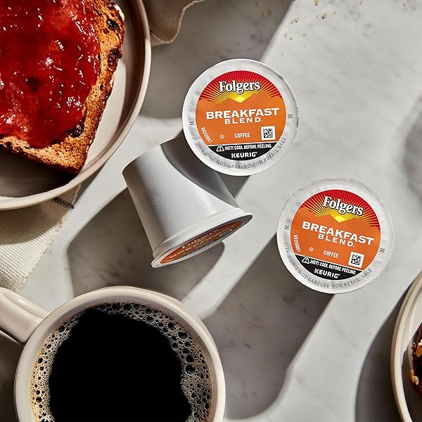 FOLGERS BREAKFAST BLEND COFFEE, MILD ROAST, KEURIG K-CUP PODS, 10 COUNT BOX