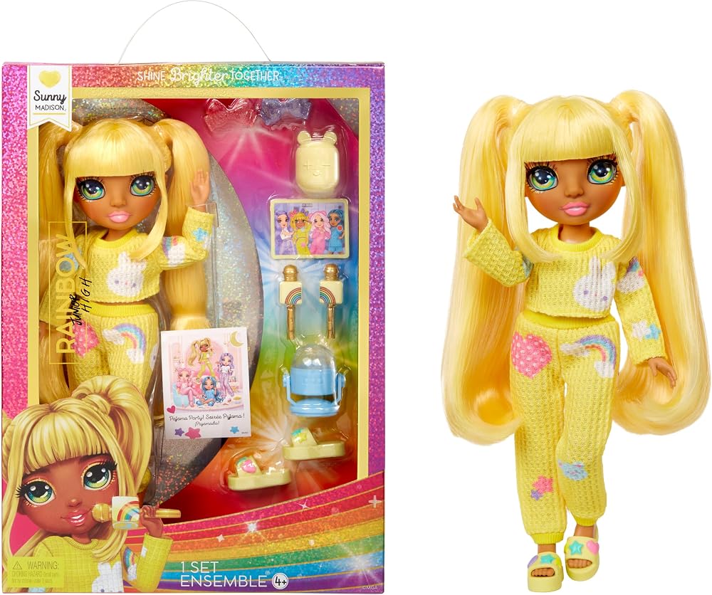 Rainbow High Junior High Sunny PJ Party Doll Yellow 22 cm Posable