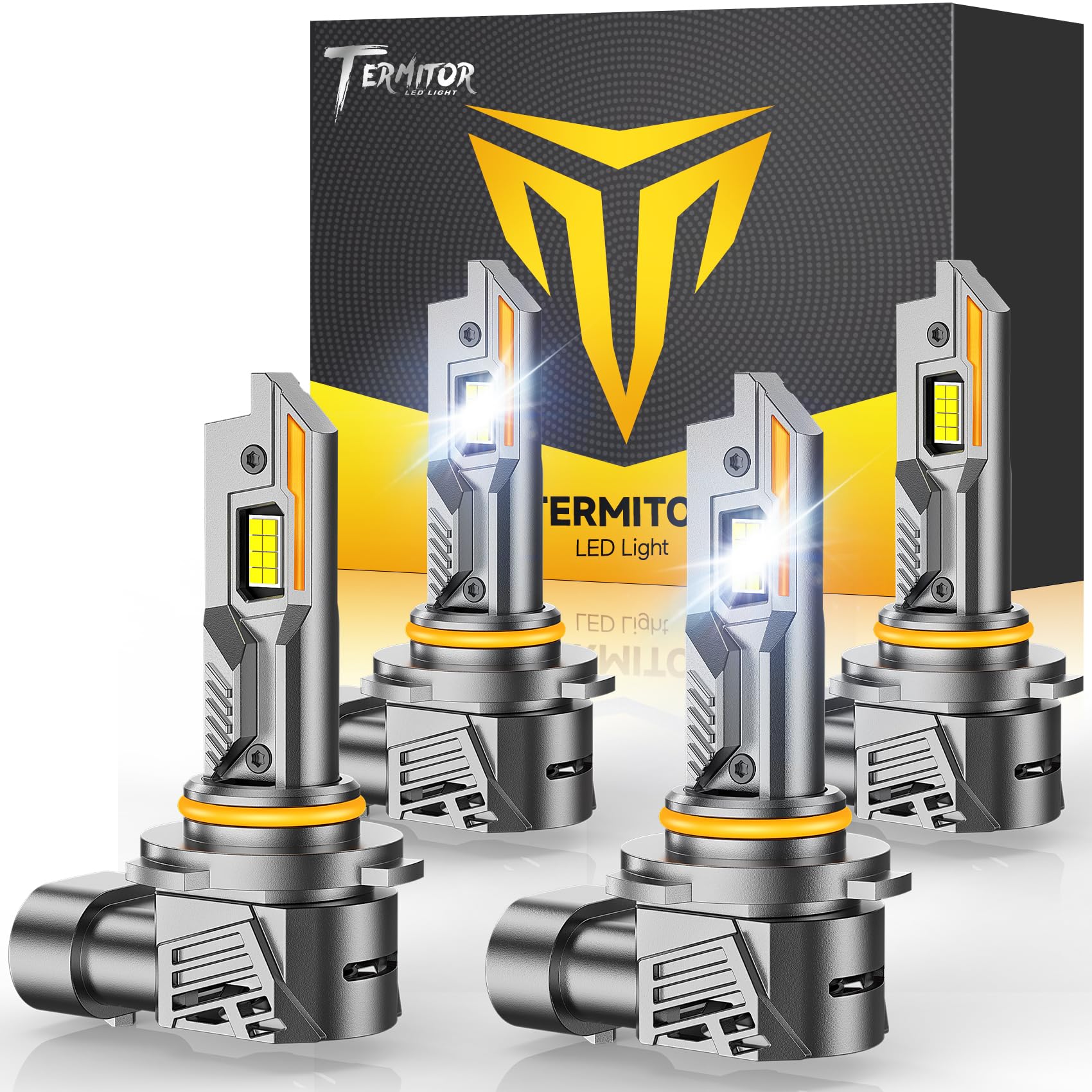 Termitor 9005 9006 Light Bulbs Combo, 100,000LM 12X Ultra Brighter, 360° Adjustable Quick Install, 6500K White, 1:1 Mini Size 9005/HB3 9006/HB4 Off-Road Use Fog Light, Plug N Play, Pack of 4 Image