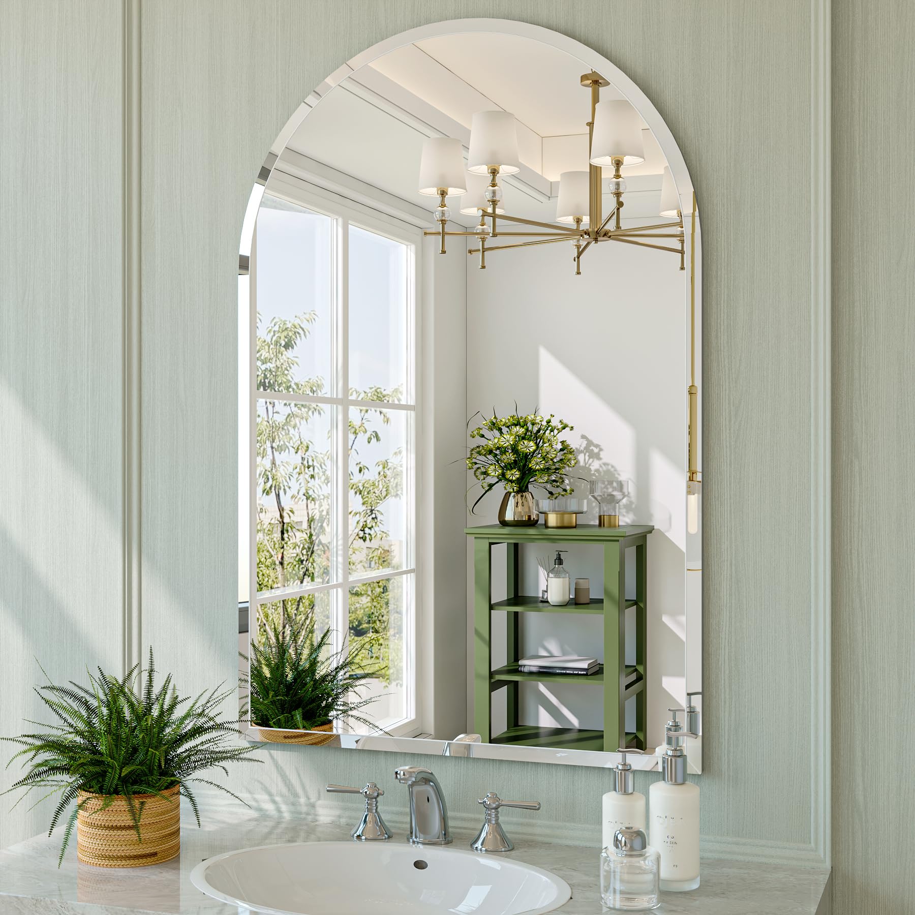 Photo 1 of ***JIINGYO JY010-2436 FRAMED WALL MIRROR**** Large Arched Wall Mirror 60x30 Inch, Black Arched Full Length Mirror with Aluminum Frame for Bedroom, Fireplace,Entryway,Living Room,Home Decor,Hanging or Leaning Against Wall