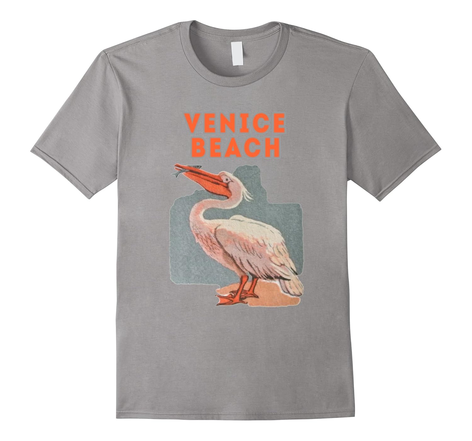 Venice Beach Retro Design Holiday Pelican Fishing T-Shirt-ANZ