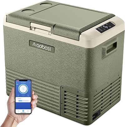 AAOBOSI 50L Car Refrigerator Cooler Box WiFi App Control 12/24V AC DC