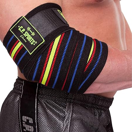 C.P. Sports Bankdrücken Profi-Ellenbogenbandage 1 Paar, Fitness, Crossfit, Sportbandage, Ellenbogenbandage Bodybuilding, Powe