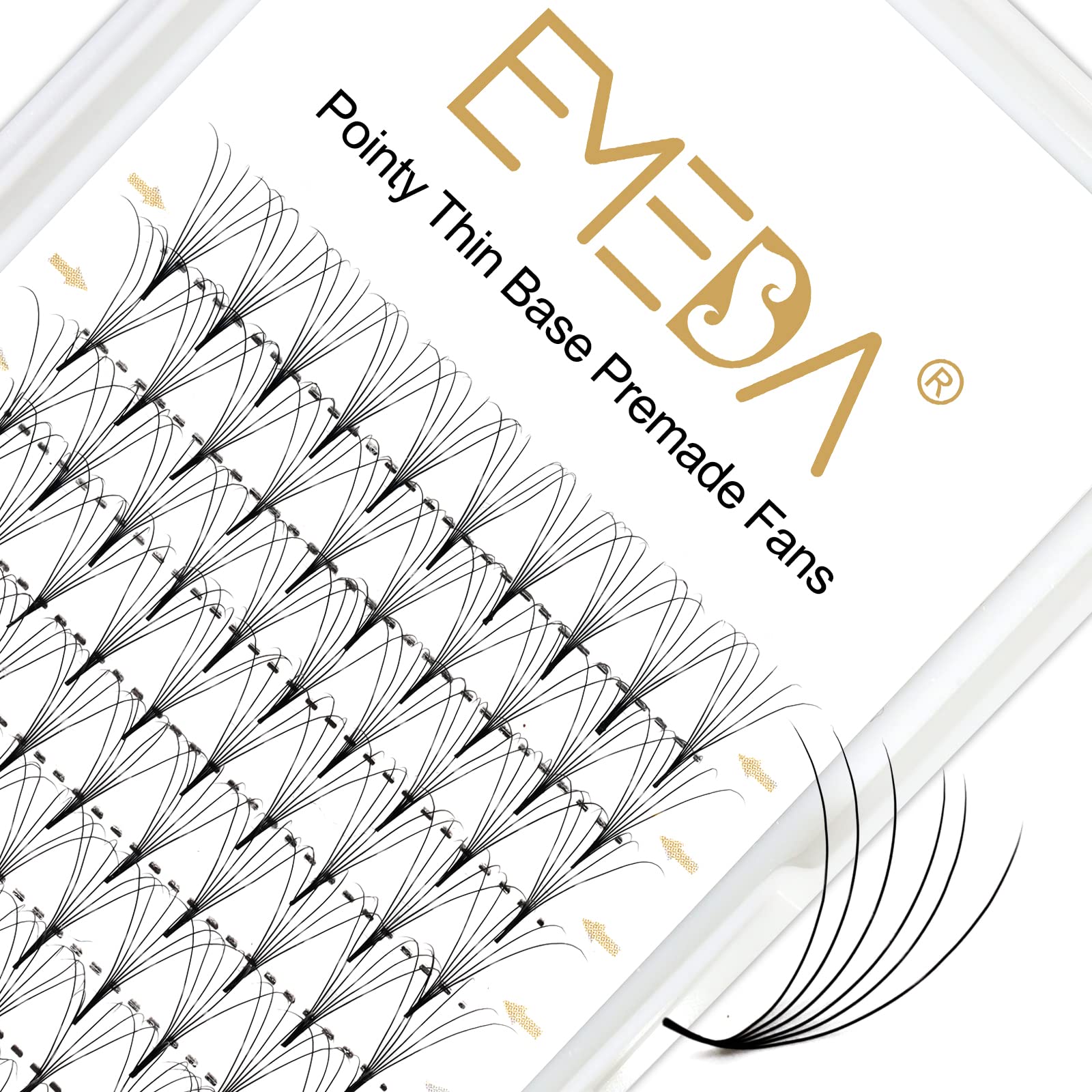 EMEDA Premade Volume Eyelash Extensions Mixed Tray 0.10 D Curl 5D Premade Fans Eyelash Extensions Long Stem Pre Made Fanned Russian Volume Lash Extensions (5D .10 D Curl 9-15mm Mix)