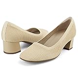 JENN ARDOR Low Chunky Heels Beige Dress Shoes for