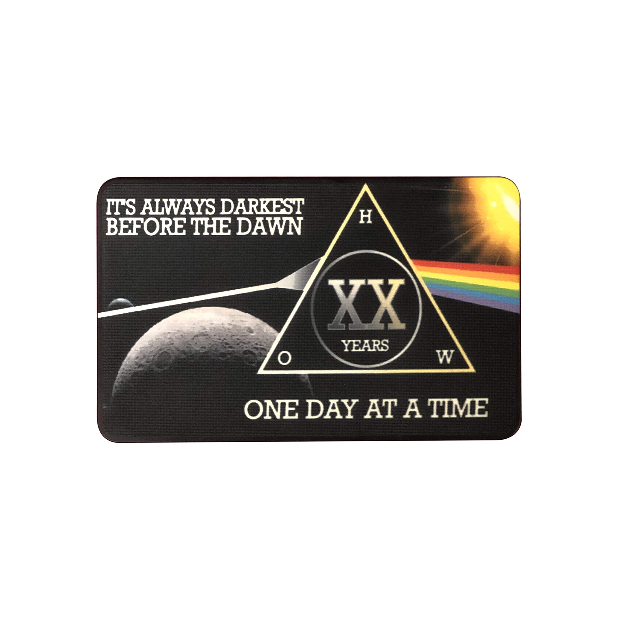 MyRecoveryStore Dark Moon One Day at A Time AA Sobriety Chip Includes 7th Step Prayer (Years 1-50 Offered) Square Recovery Chip (Year 20)