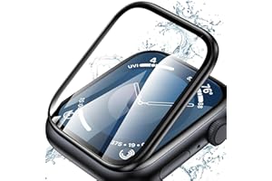 YMHML 2 Pack for Apple Watch Screen Protector 45mm Series 9 8 7, Titanium Bumper with Tempered Glass, [Upgrade Zero Bubble] Waterproof HD Clear Full Cover Film for iWatch Accessories, Black