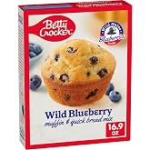 Betty Crocker Wild Blueberry Muffin &amp; Quick Bread Mix, 16.9 oz | Includes Wild Maine Blueberries, Add Water, Oil &amp; Eggs, Fluffy Home-Baked Taste