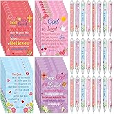 24 Sets Christian Valentines Day Gifts Bulk Valentine‘s Day Ballpoint Pens John 3: 16 Religious Jesus Loves Me Christian Notebooks Valentine Gifts for Coworkers Employees Valentine Team Staff