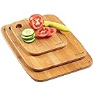 VonShef Chopping Board 100% Bamboo 3 Piece Wooden Set